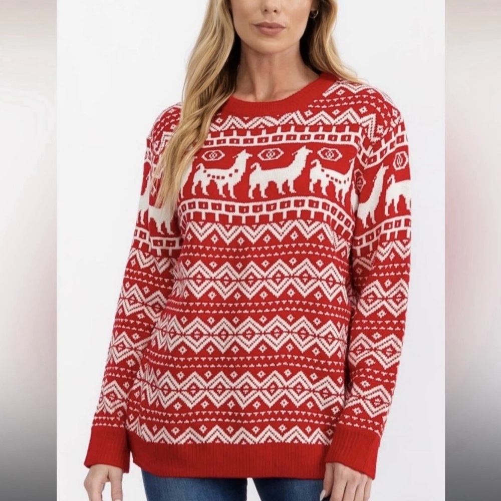 ❤️BIBI Llama Oversized Christmas Sweater Size XL NWT‎